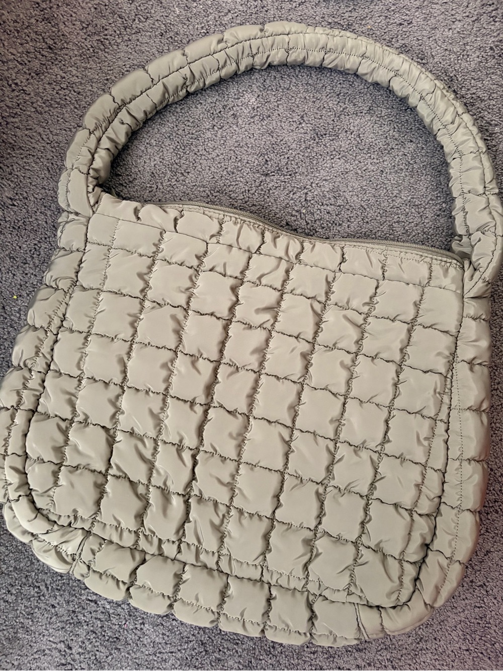 Quilted Puffer Shoulder Bag in Light Sage
